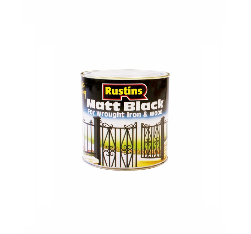 Rustins Quick Drying Matt Black Paint 250ml -Easy DIY Application for a Professional Finish in Minutes, Ideal for Interior & Exterior Surfaces - Image 1